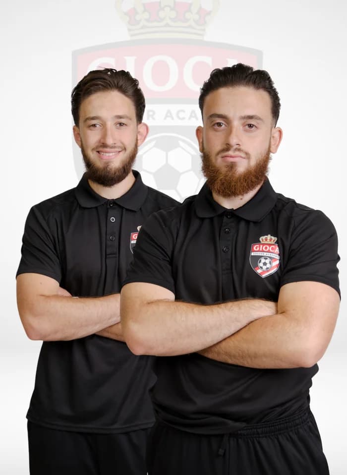 Zane and Julian Taha, founders of Gioca Soccer Academy, in academy polos